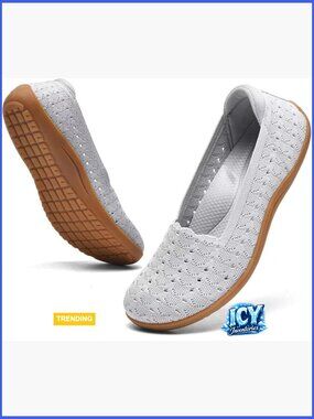 Wide Toe Box Knit Ballet Flats Slip-On Walking Comfort Shoes